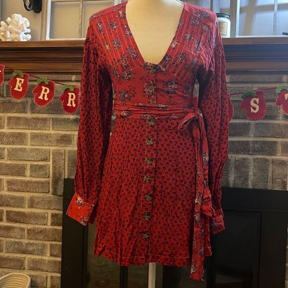 Free People - Women's Wonderland Printed Mini Dress size XS - Picture 7 of 10
